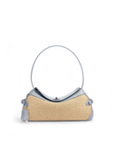 Soléne Raffia Crescent Bag in Olive (Genuine Leather)