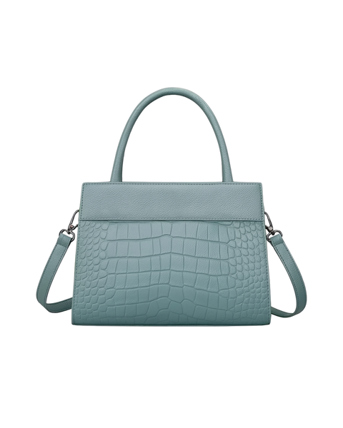Amara Croc-Embossed Top Handle Bag (Genuine Leather)