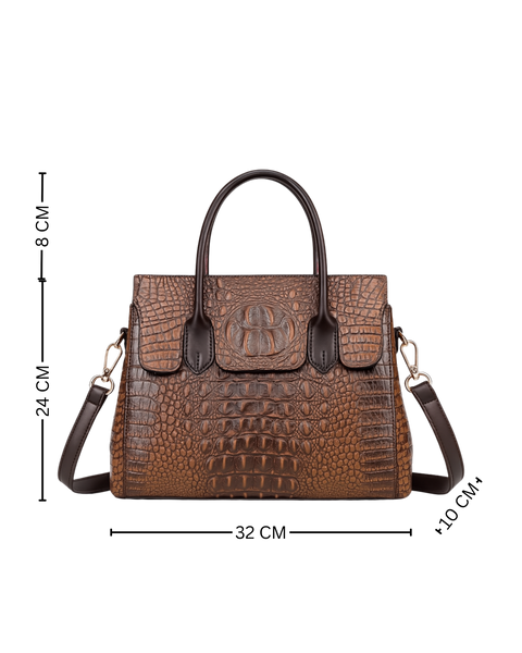 Valenza Structured Tote in Croc-Embossed Vegan Leather