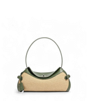 Soléne Raffia Crescent Bag in Olive (Genuine Leather)