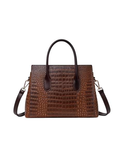 Valenza Structured Tote in Croc-Embossed Vegan Leather