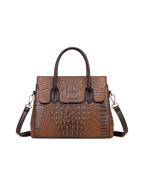 Valenza Structured Tote in Croc-Embossed Vegan Leather