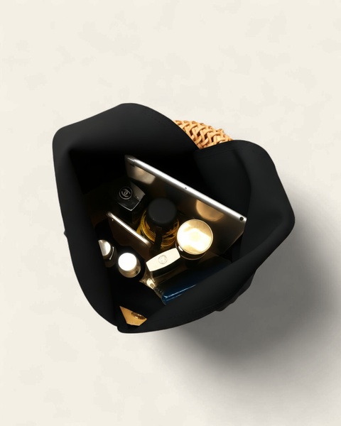 Solana Woven Handle Hobo Bag in Noir (Genuine Leather)