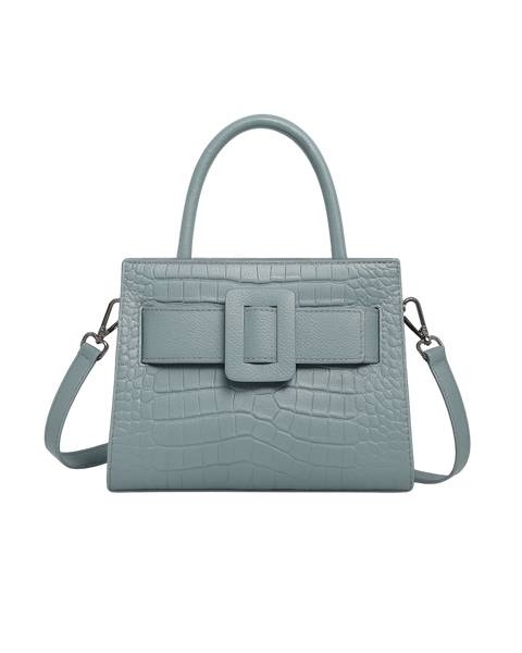 Amara Croc-Embossed Top Handle Bag (Genuine Leather)