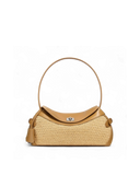 Soléne Raffia Crescent Bag in Warm Cinnamon Tan (Genuine Leather)