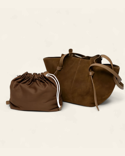 Toscana Suede Tote — Genuine Cowhide Leather