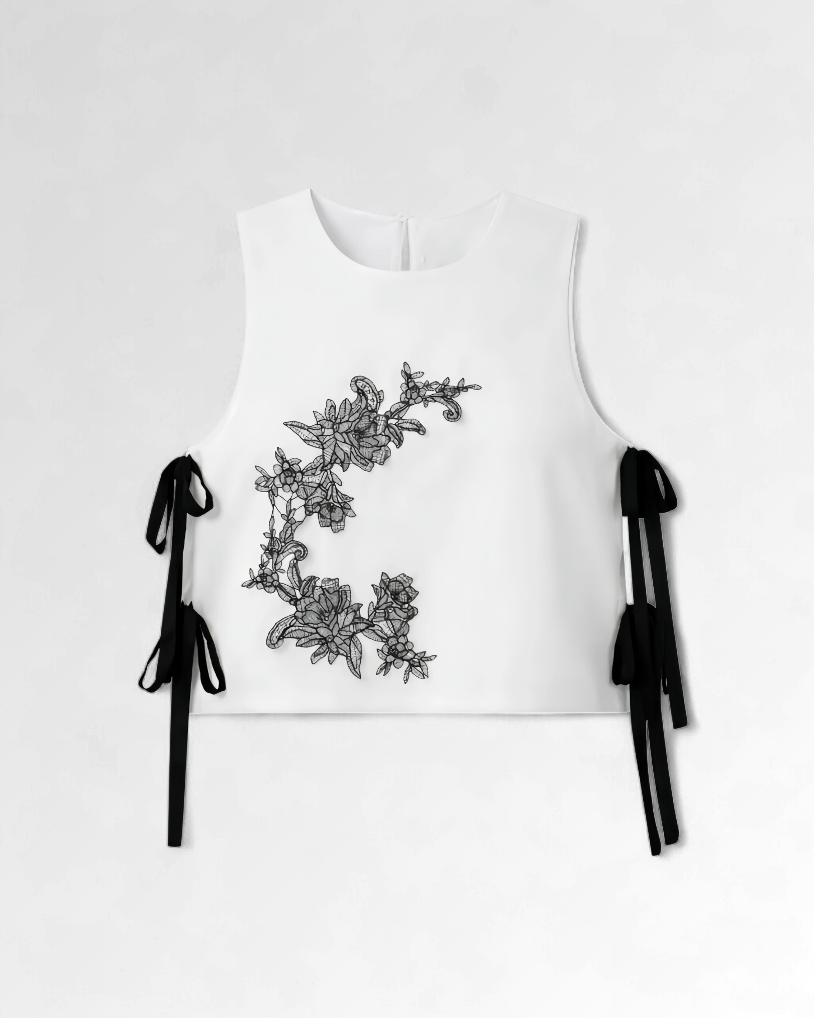 Noir Botanique Tie-Side Top
