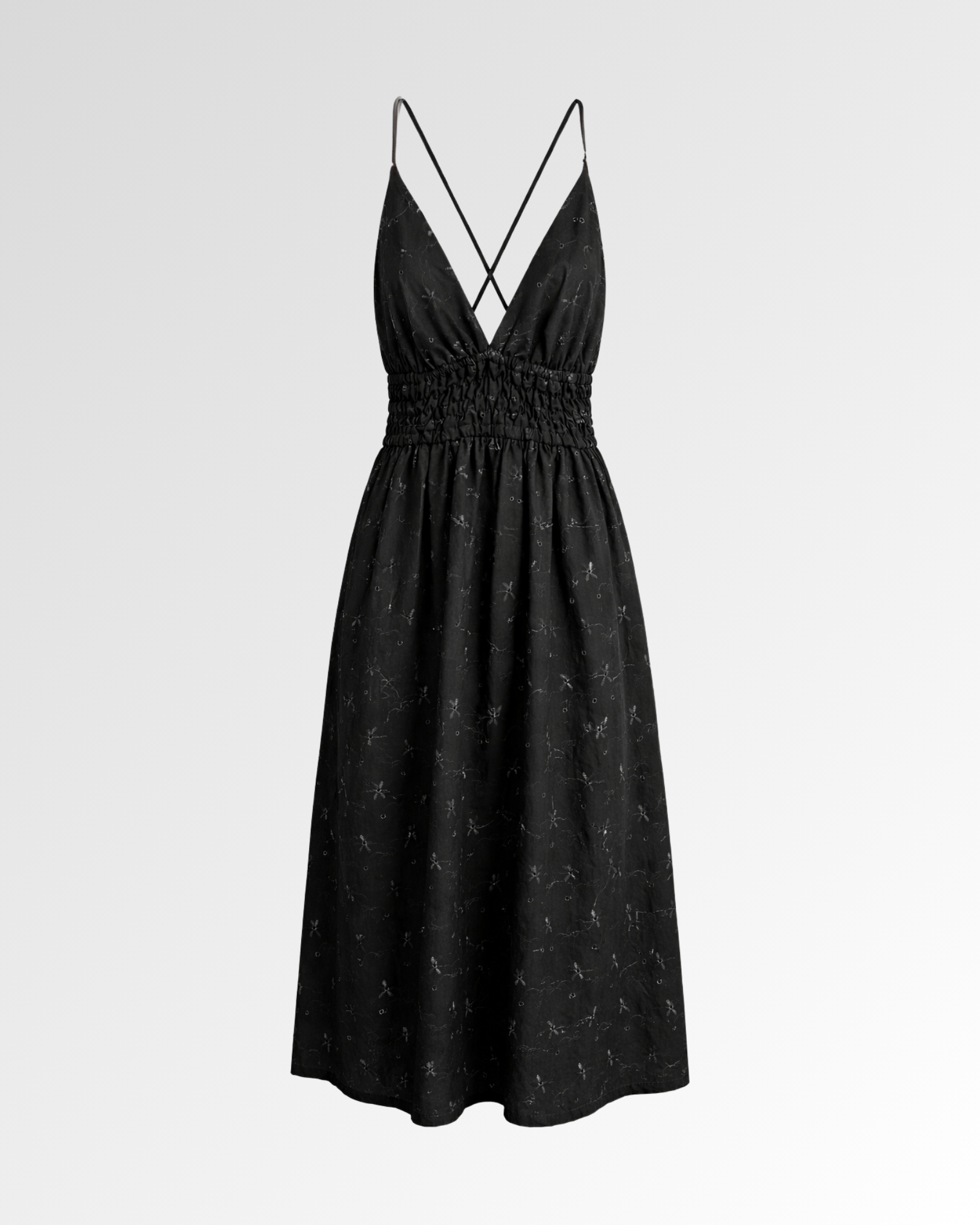 Eyelet Smocked Midi