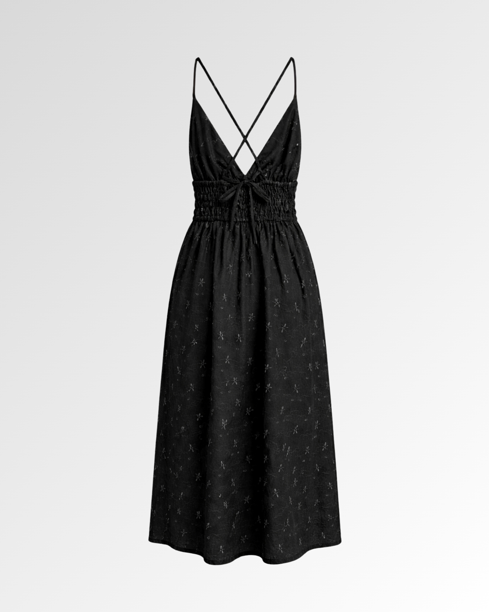 Eyelet Smocked Midi