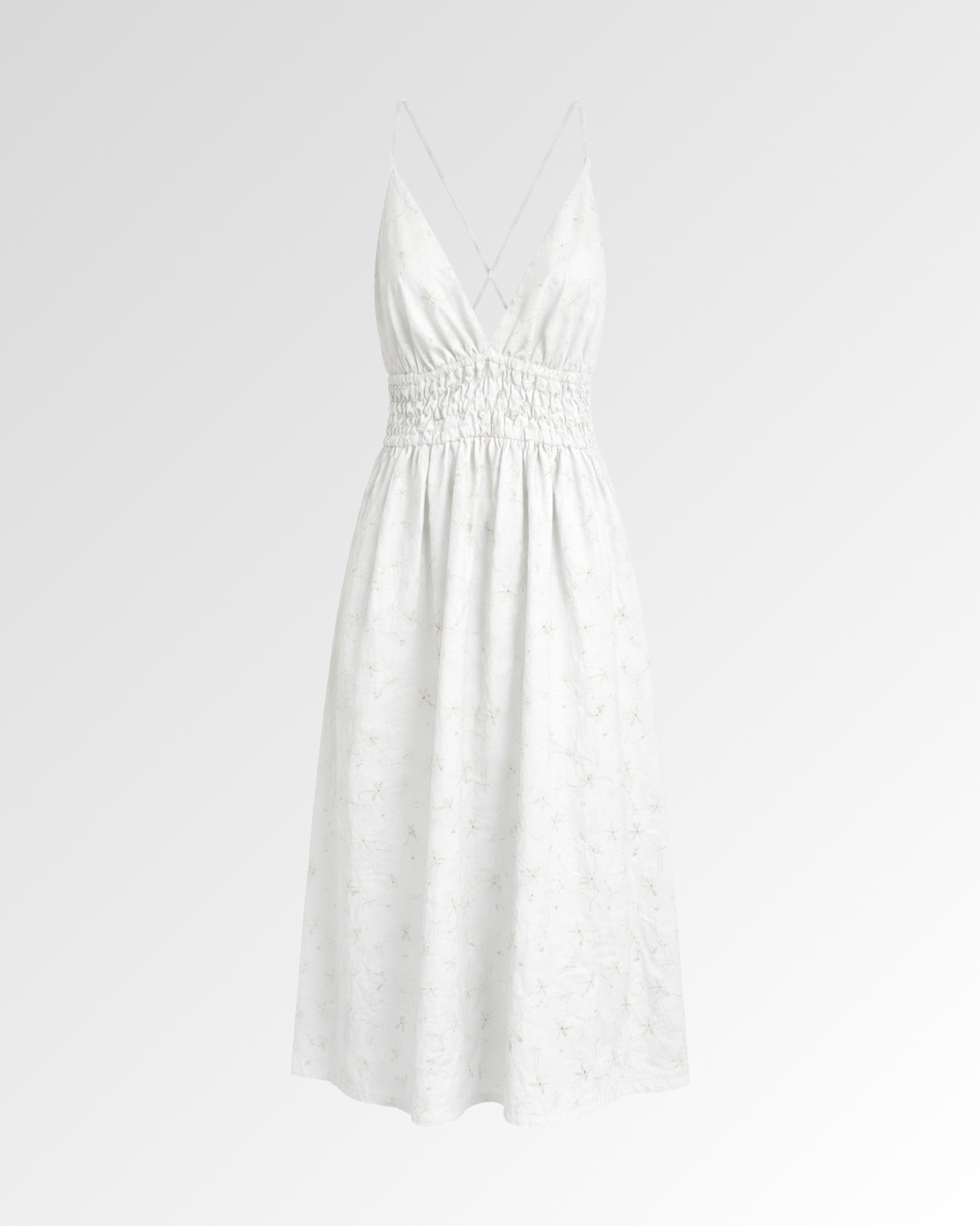 Eyelet Smocked Midi
