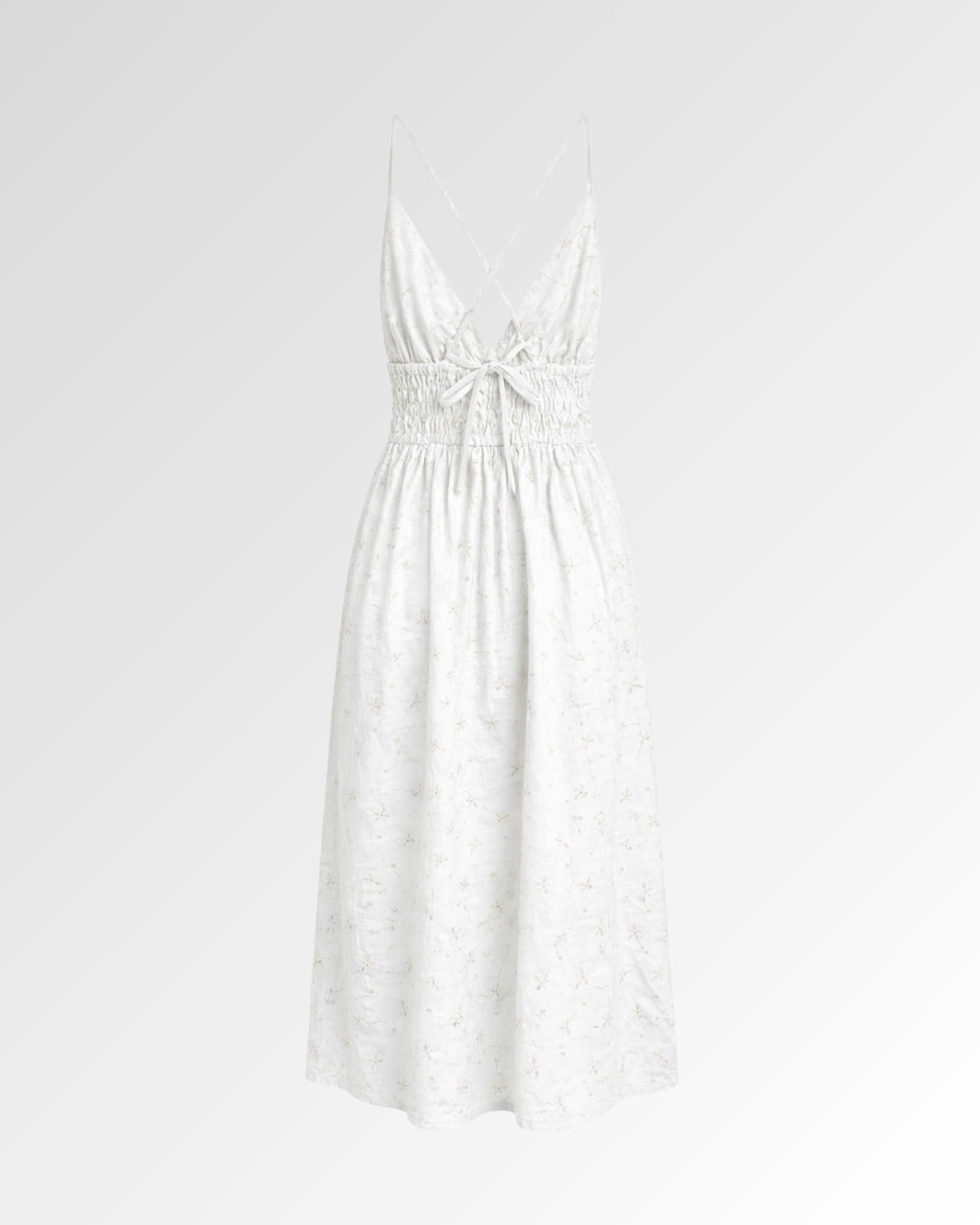 Eyelet Smocked Midi