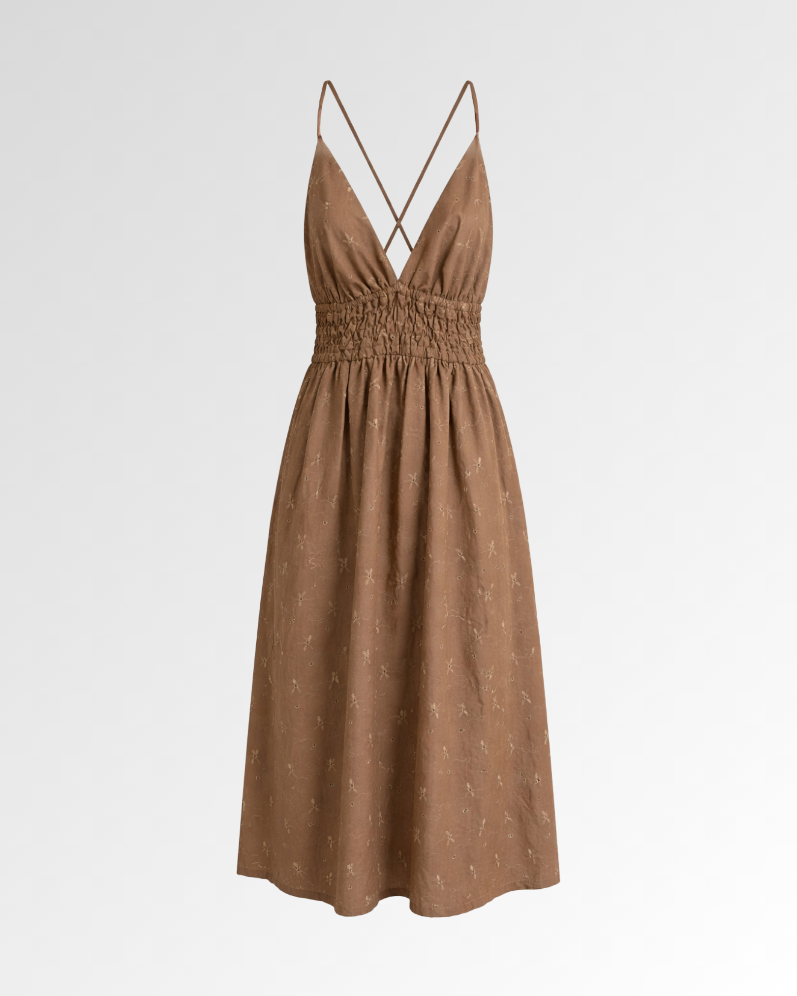 Eyelet Smocked Midi