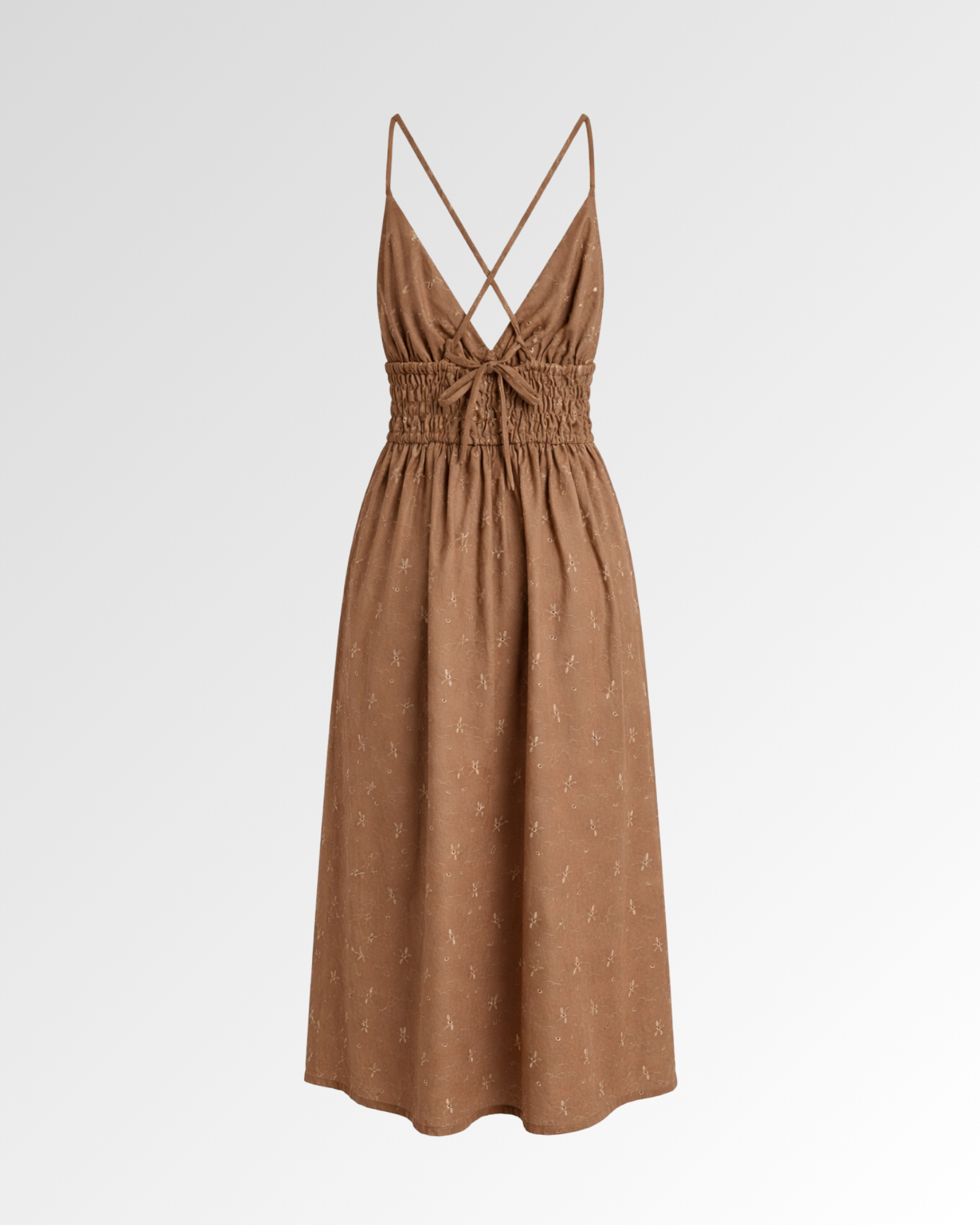 Eyelet Smocked Midi