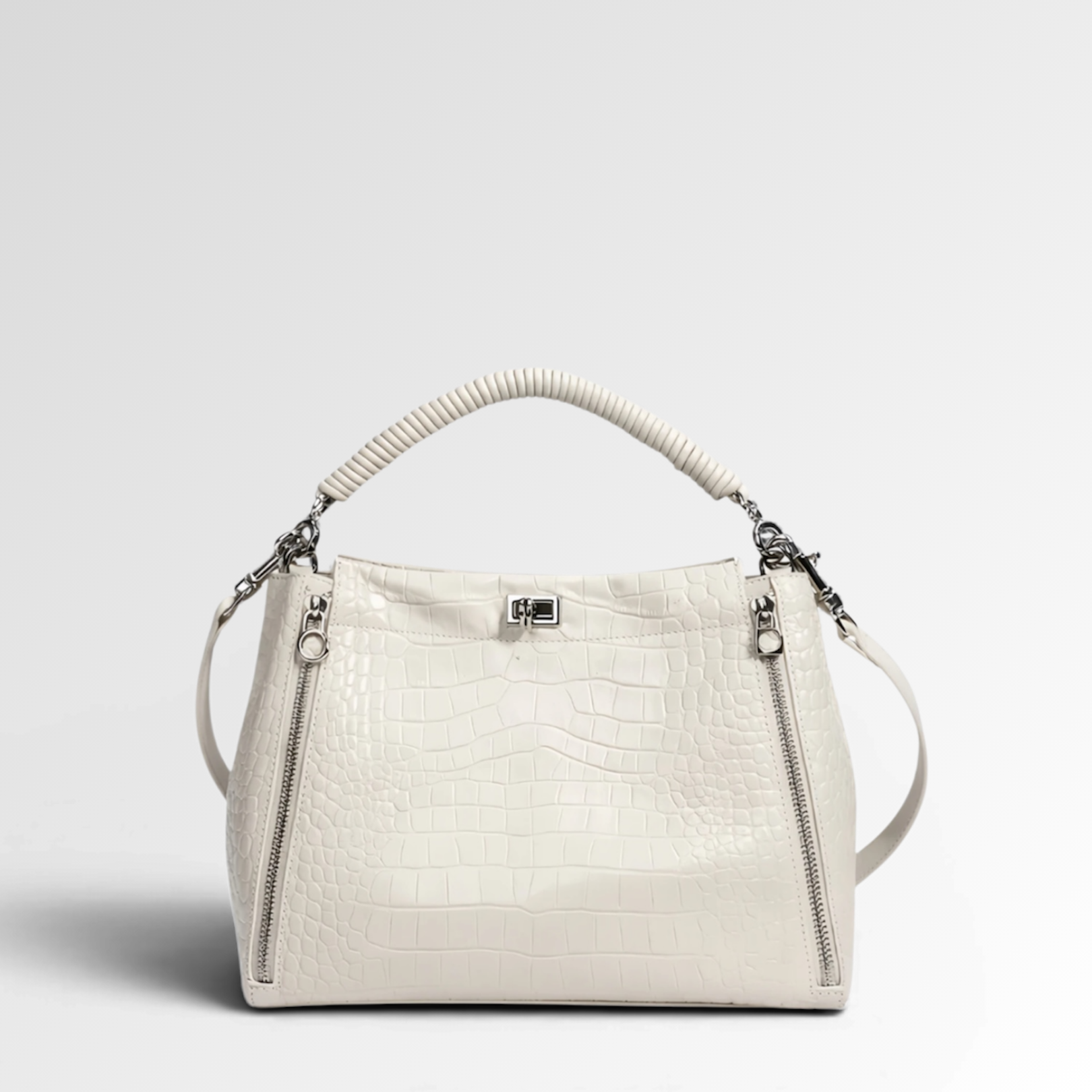 Croc Textured Shoulder Bag