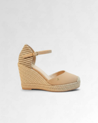Low-Strap Woven Toe Wedge