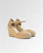 Low-Strap Woven Toe Wedge