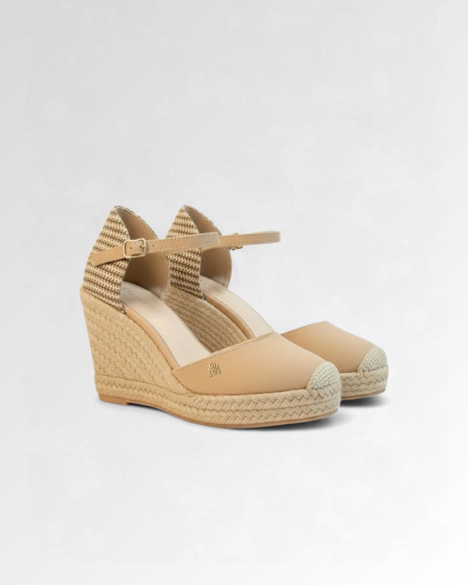 Low-Strap Woven Toe Wedge