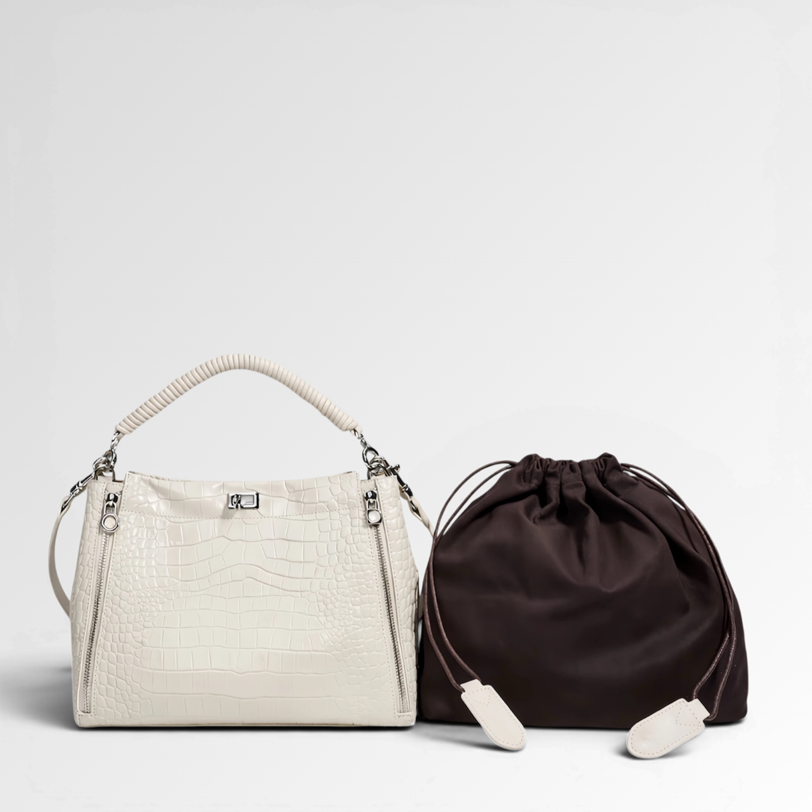 Croc Textured Shoulder Bag