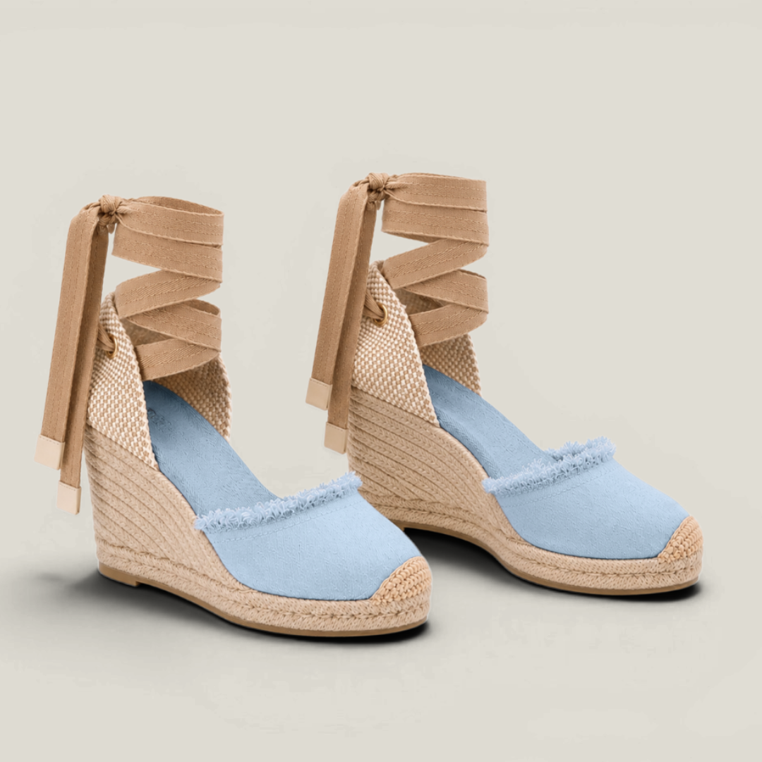 Toile Bleue Lace-Up Wedges