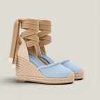 Toile Bleue Lace-Up Wedges