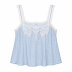 Powder-blue lace-trim camisole front view