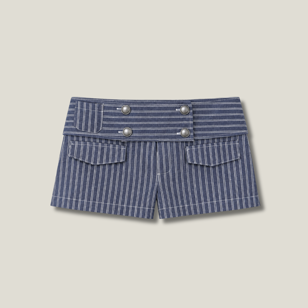 Margaux Tailored Co-ord pinstriped shorts front view