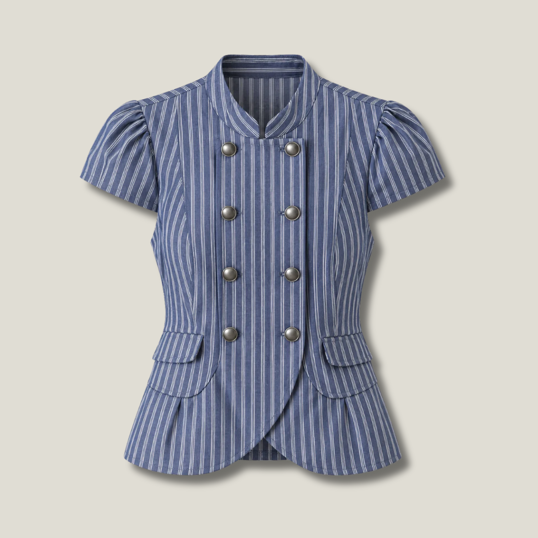 Margaux Tailored Co-ord pinstriped tailored blouse front view