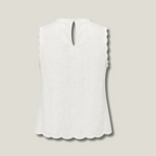 Margot Lace Top ivory back view with keyhole closure and scalloped hem