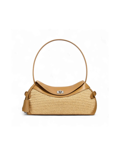 Soléne Raffia Crescent Bag