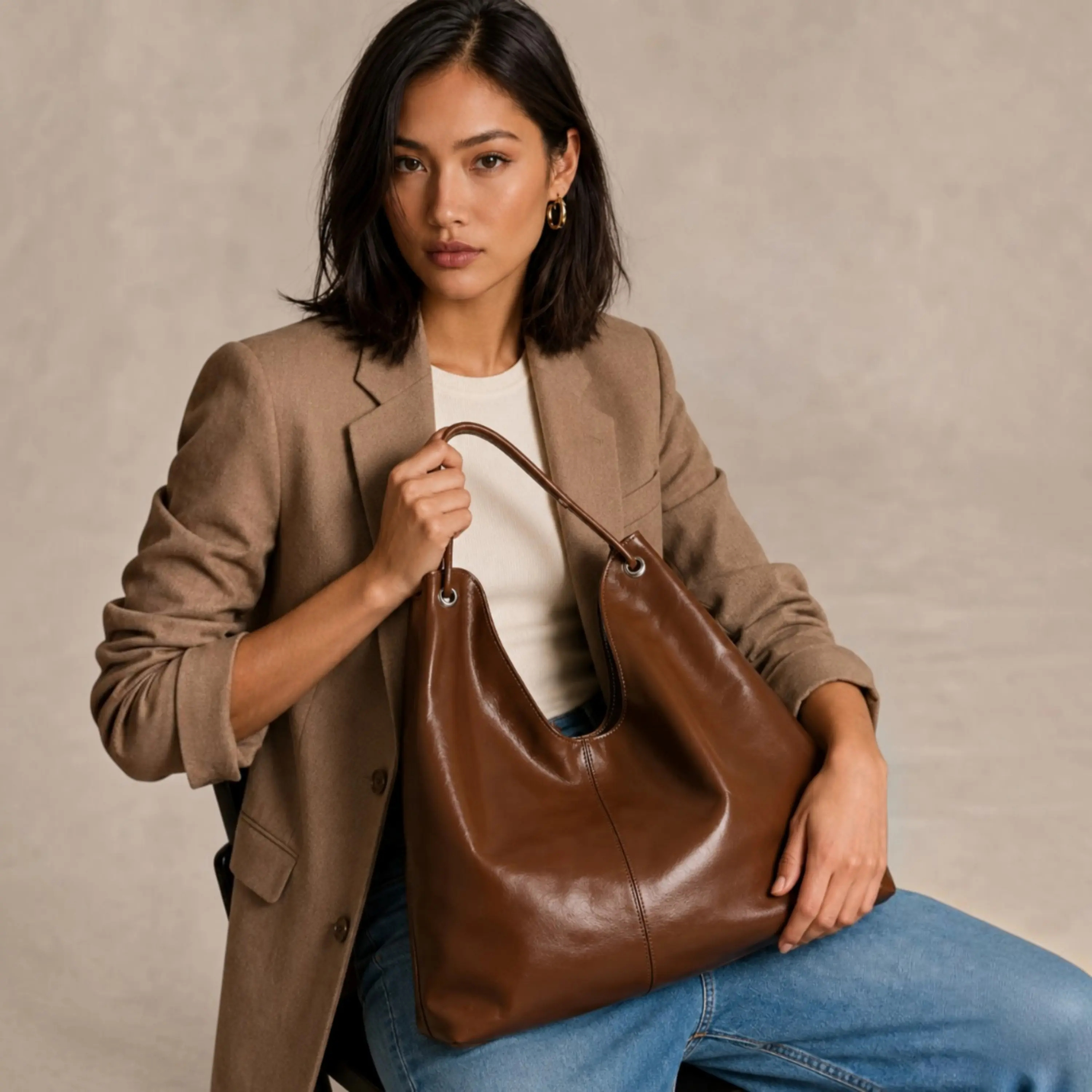 Vegetable-Tanned Hobo Bag