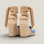 Toile Bleue Lace-Up Wedges