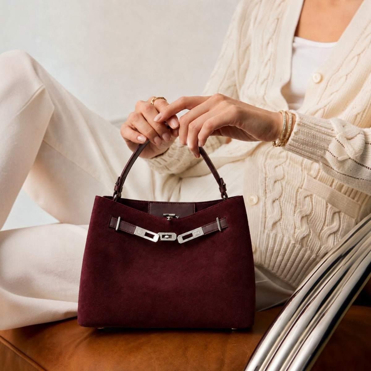 Versa-Carry Top Handle Bag in Suede