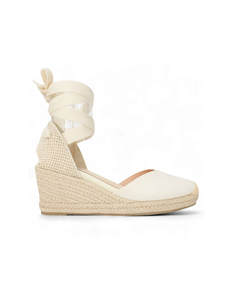 Isolde Lace-Up Wedge in Noir