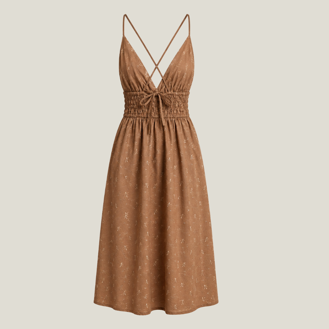 Eyelet Smocked Midi