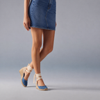 Toile Bleue Lace-Up Wedges