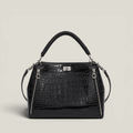 Croc-Embossed Commuter Handbag