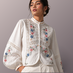 Embroidered Cotton-Linen Full Sleeve