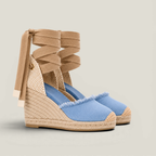 Toile Bleue Lace-Up Wedges