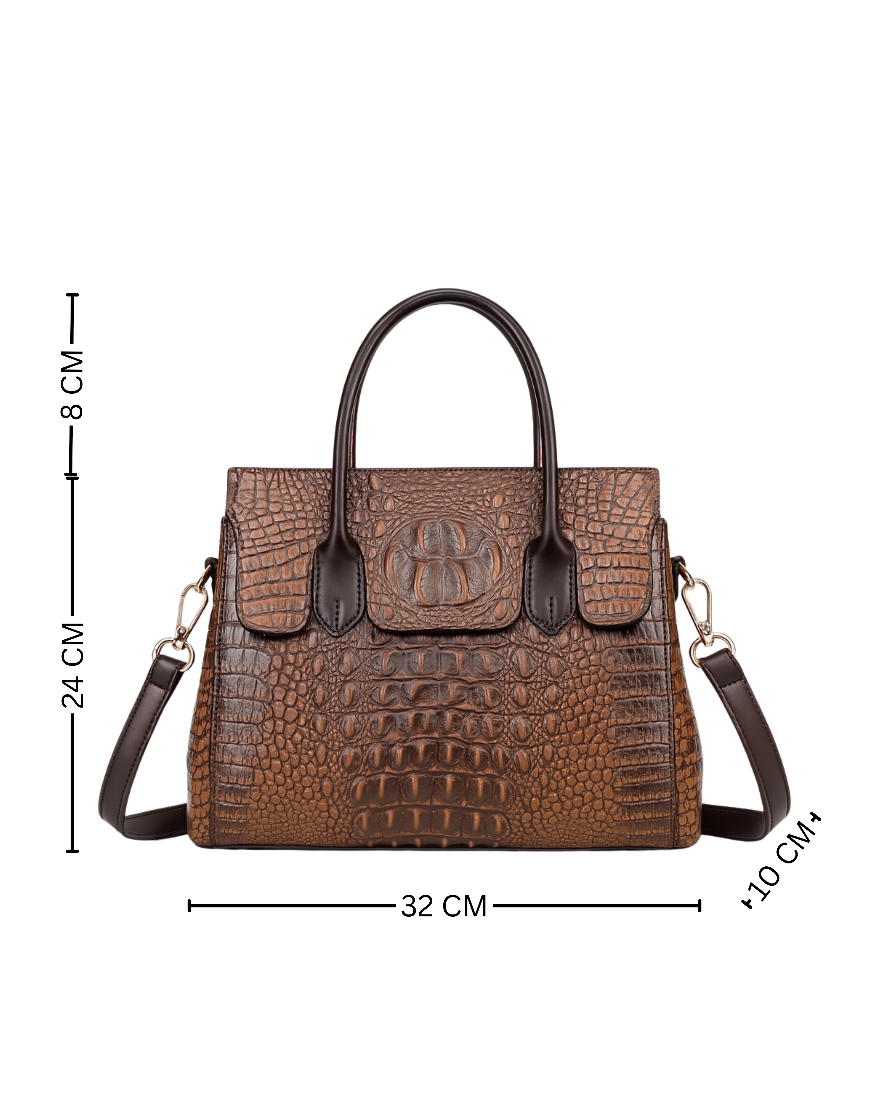Valenza Structured Tote in Croc-Embossed Vegan Leather