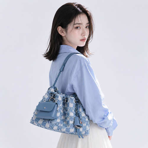 Bleu Tissé Bucket Bag