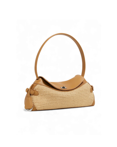 Soléne Raffia Crescent Bag
