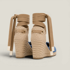 Toile Bleue Lace-Up Wedges