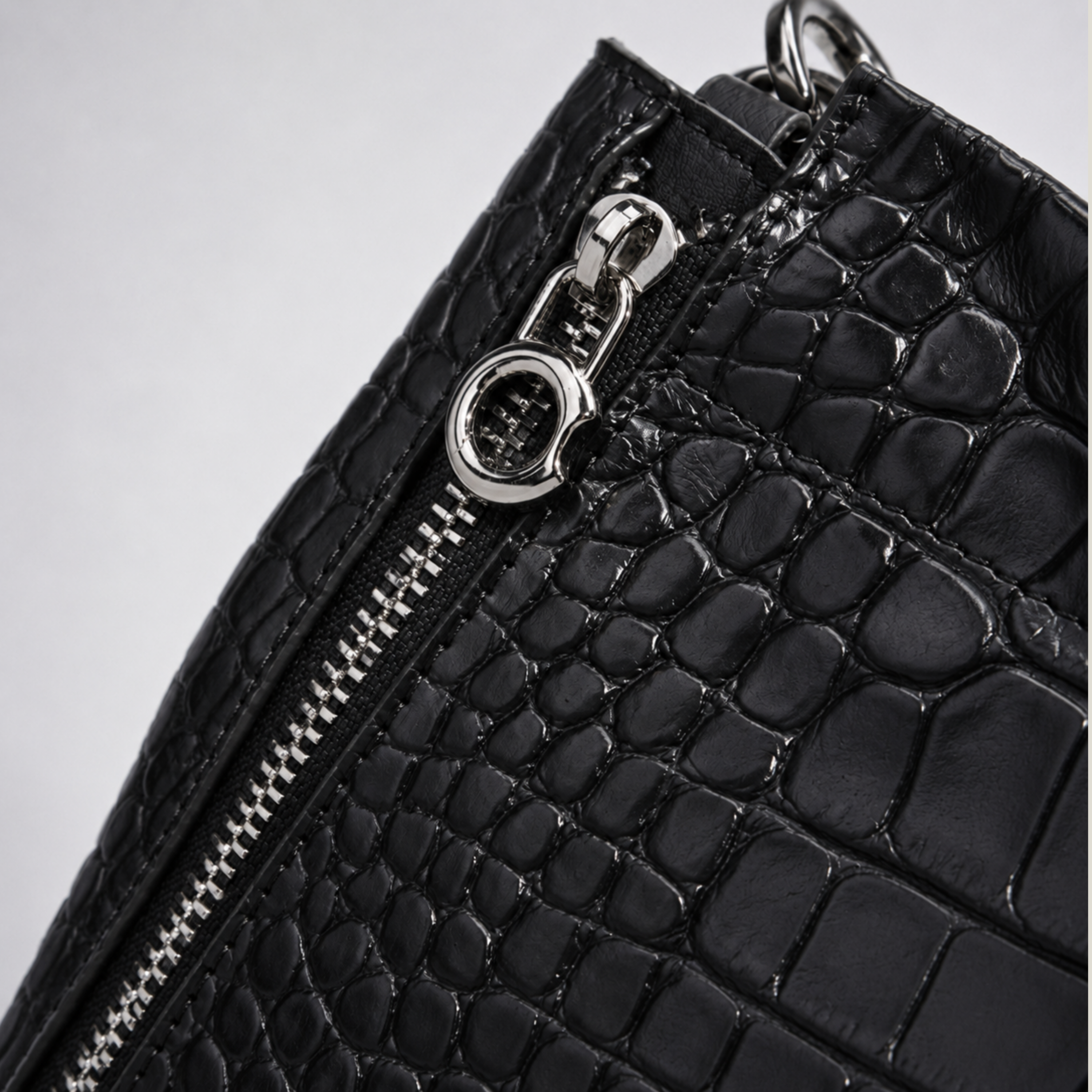 Croc-Embossed Commuter Handbag