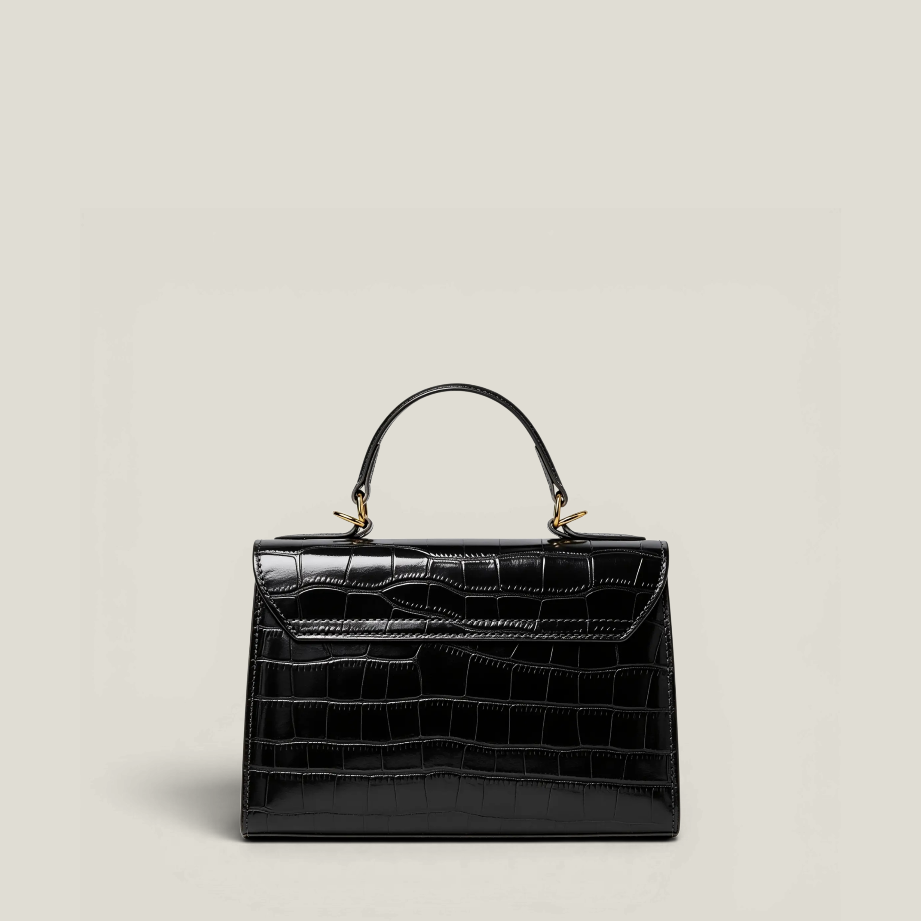 Croc-Embossed Top Handle Bag
