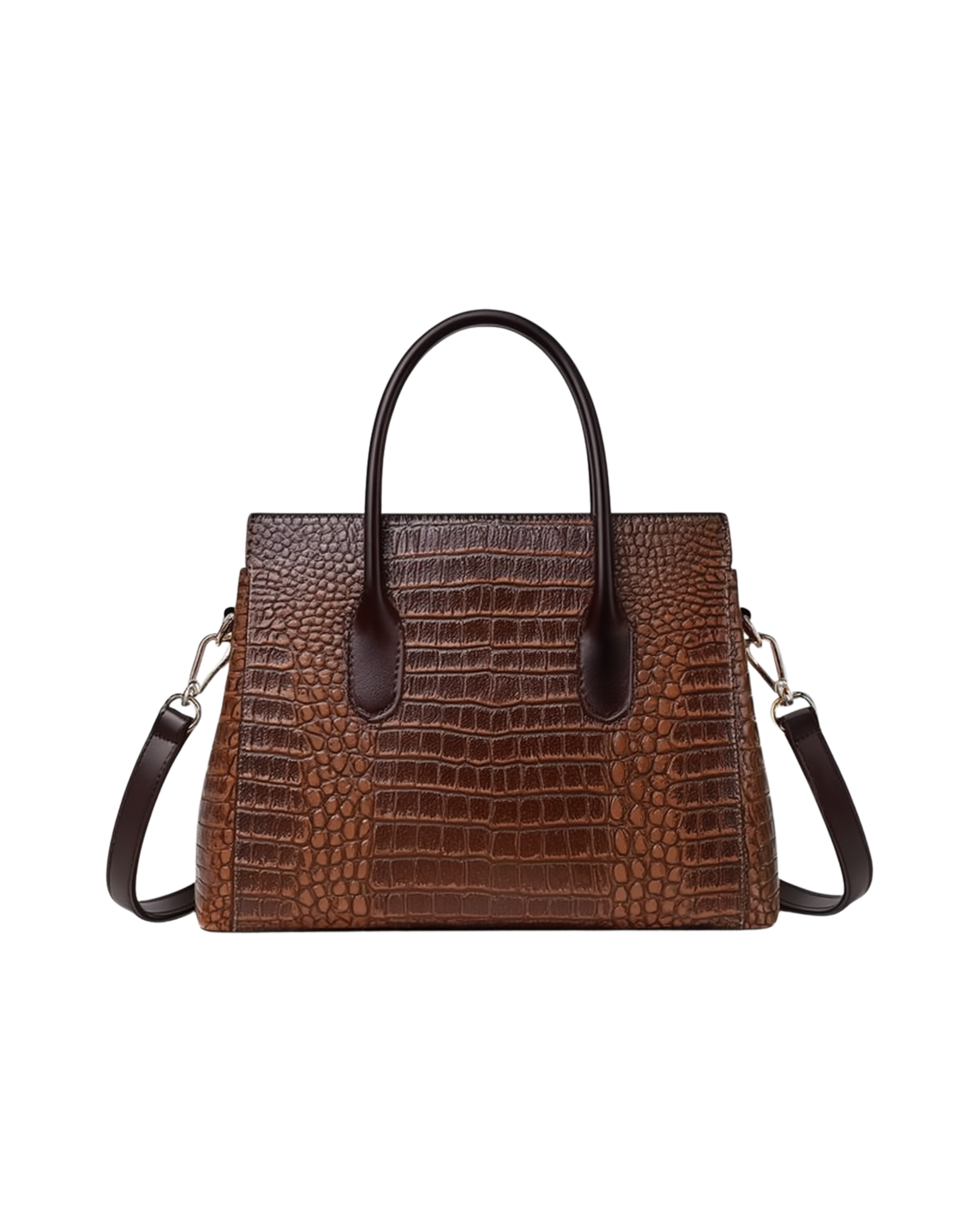 Valenza Structured Tote in Croc-Embossed Vegan Leather
