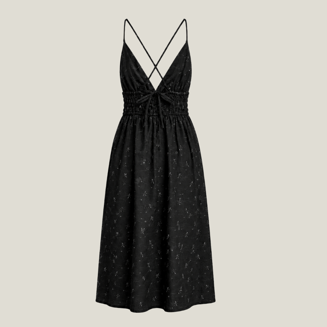 Eyelet Smocked Midi