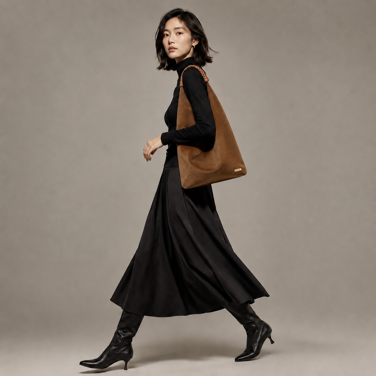 Knotted Arc Tote in Cowhide Suede