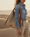 THE LEATHER-TRIMMED CANVAS TOTE