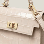 Croc-Embossed Top Handle Bag
