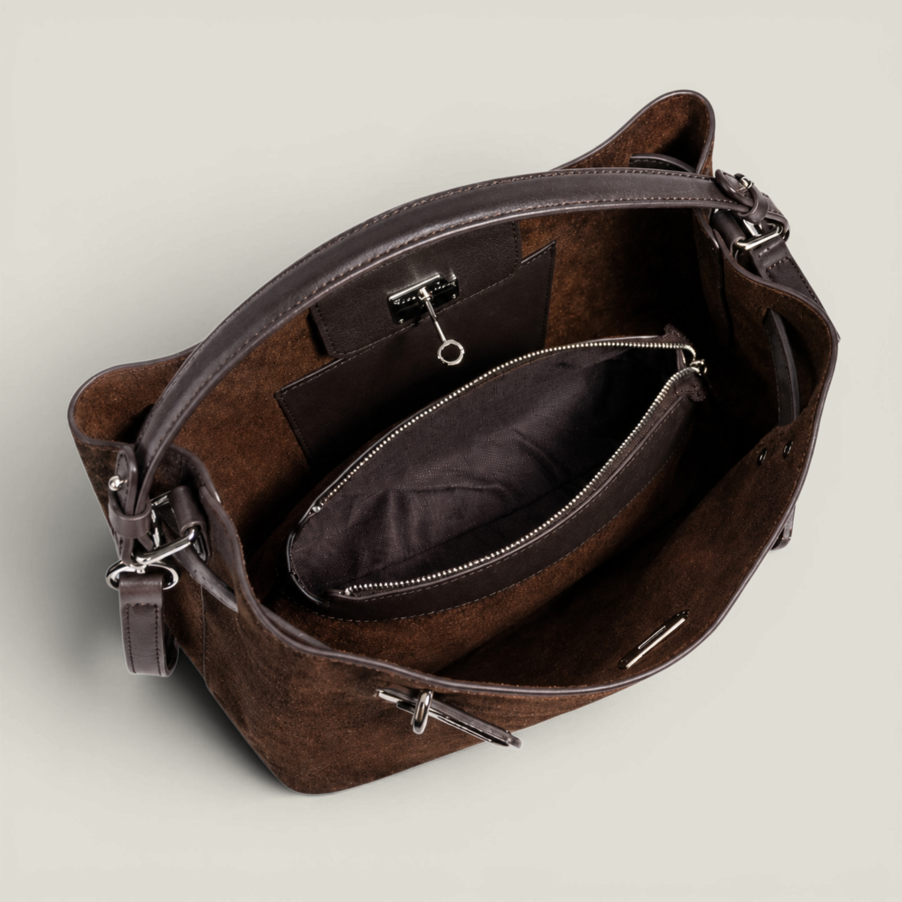 Versa-Carry Top Handle Bag in Suede